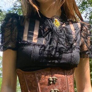 **SOLD** RQ-BL Red Queen's Black Legion Black Victorian Steampunk Shirt